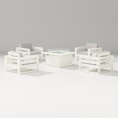 PW Designer Series Latitude 5-Piece Lounge Fire Table Set in Vintage White / Cast Ash