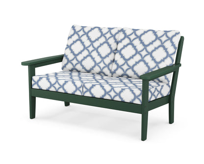 Country Living Cottage Deep Seating Loveseat in Green / Trellis Sky Blue