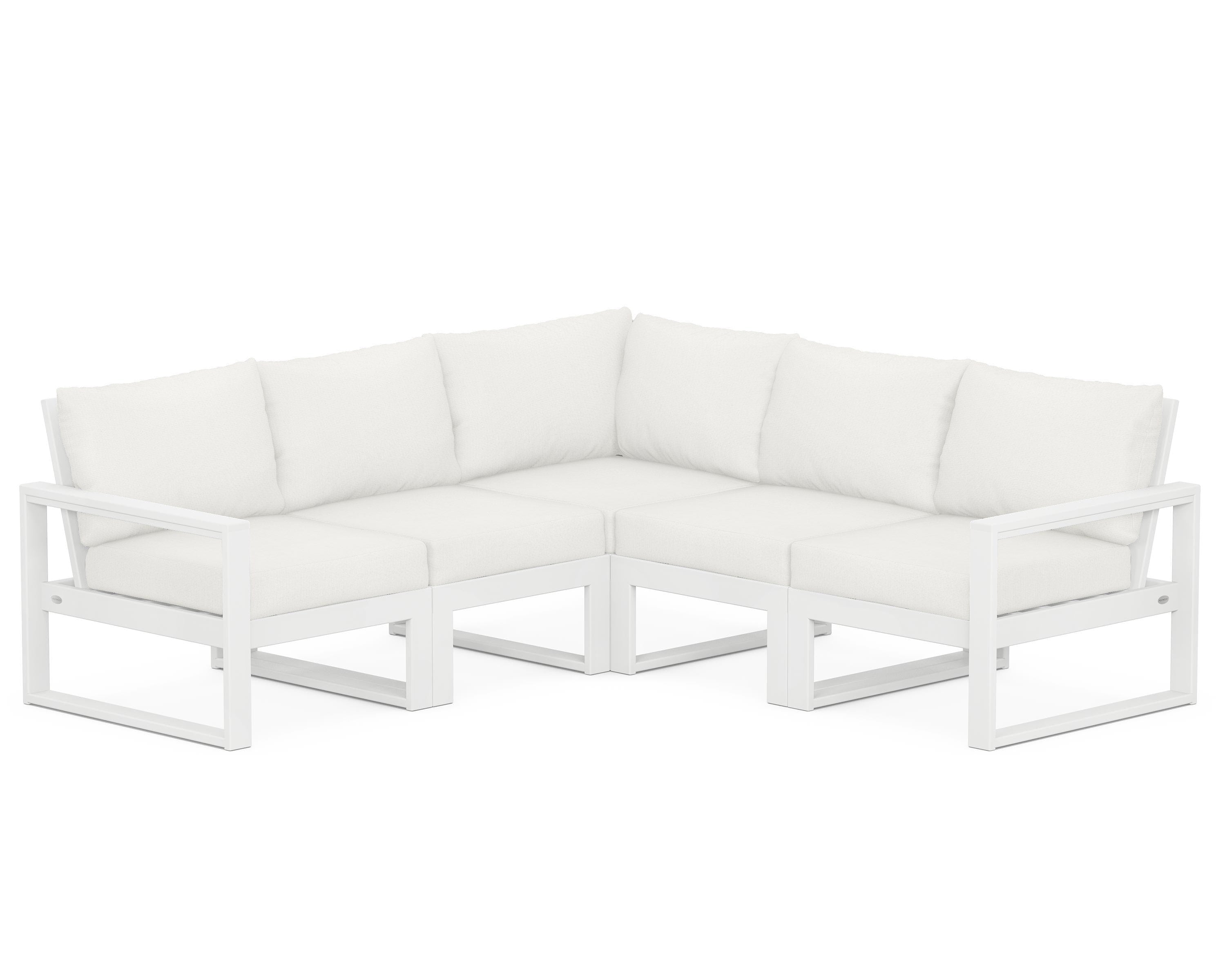 POLYWOOD® EDGE 5-Piece Modular Deep Seating Set in White / Natural Linen