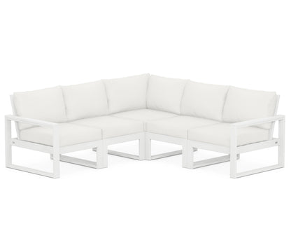 POLYWOOD® EDGE 5-Piece Modular Deep Seating Set in White / Natural Linen