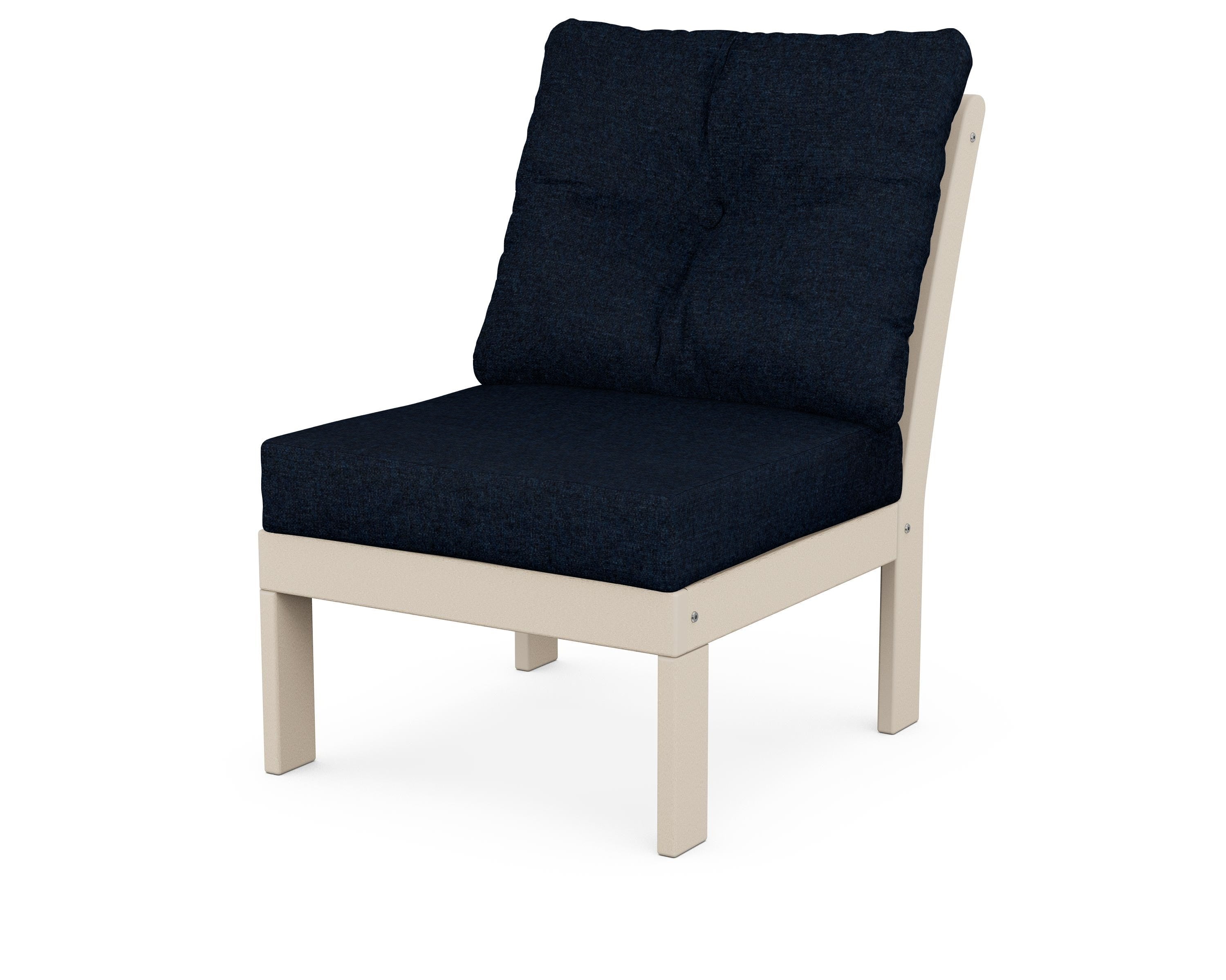 POLYWOOD® Vineyard Modular Armless Chair in Sand / Marine Indigo
