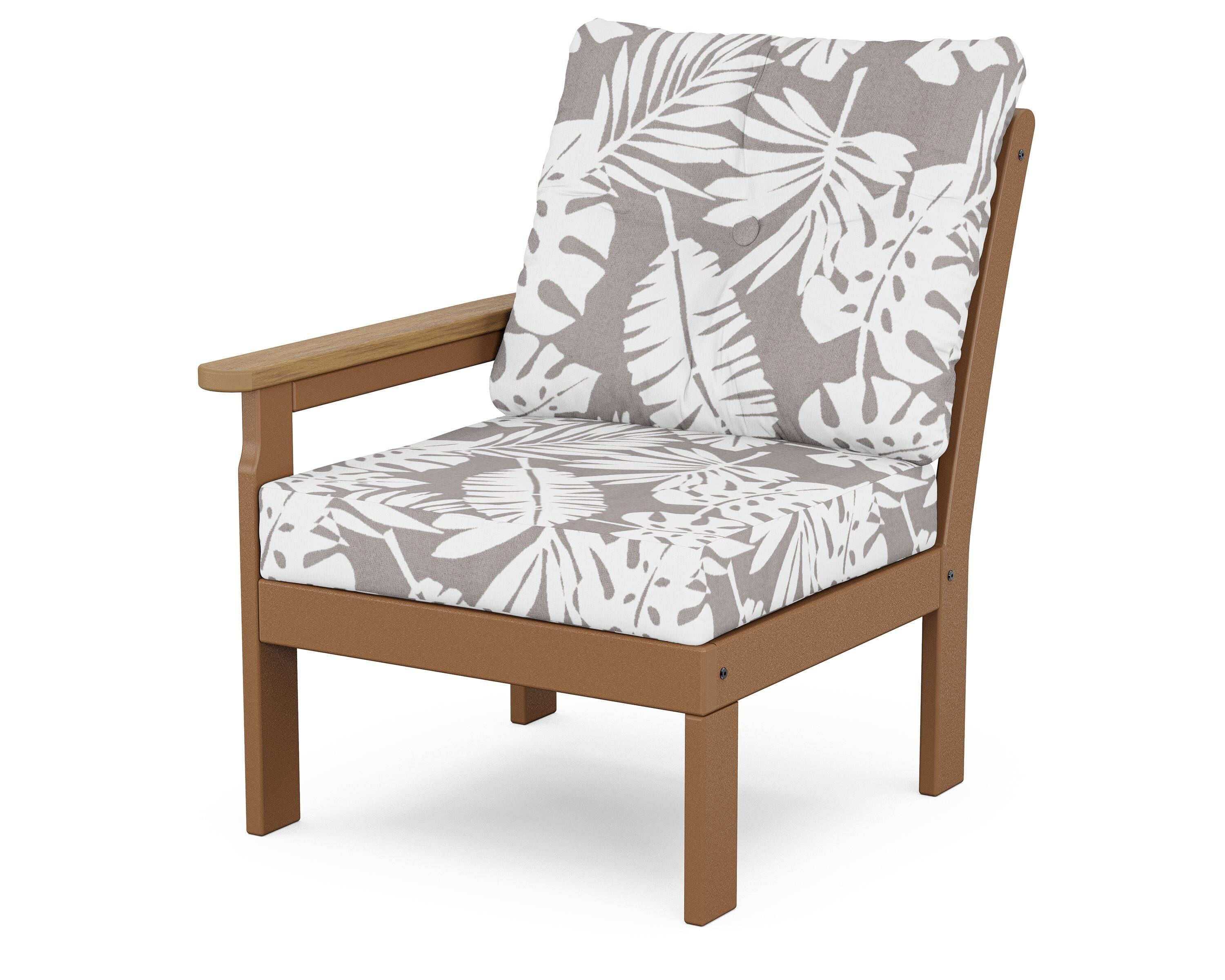 POLYWOOD® Vineyard Modular Left Arm Chair in Teak / Natural / Leaf Grey Mist