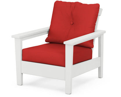 POLYWOOD® Prescott Deep Seating Chair in White / Crimson Linen