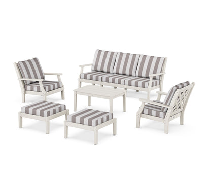 Country Living Wovendale 6-Piece Lounge Sofa Set in Sand / Cabana Stripe Grey Mist