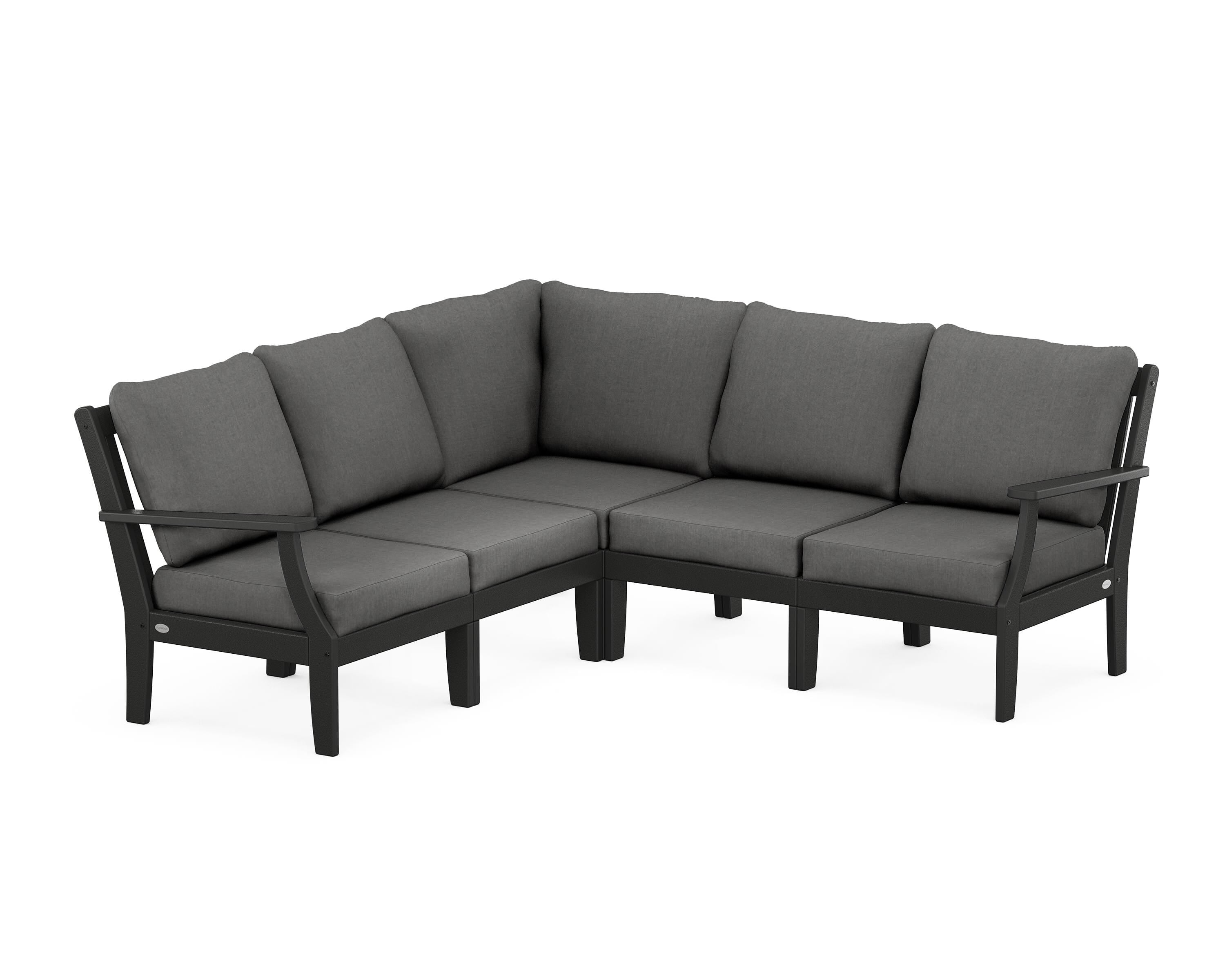 POLYWOOD® Braxton Modular 5-Piece Deep Seating Set in Black / Spectrum Carbon