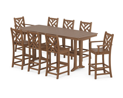 POLYWOOD® Chippendale 9-Piece Bar Set with Trestle Legs in Teak