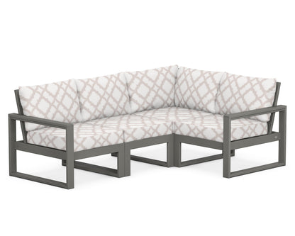 POLYWOOD® EDGE 4-Piece Modular Deep Seating Set in Slate Grey / Trellis Dune Burlap