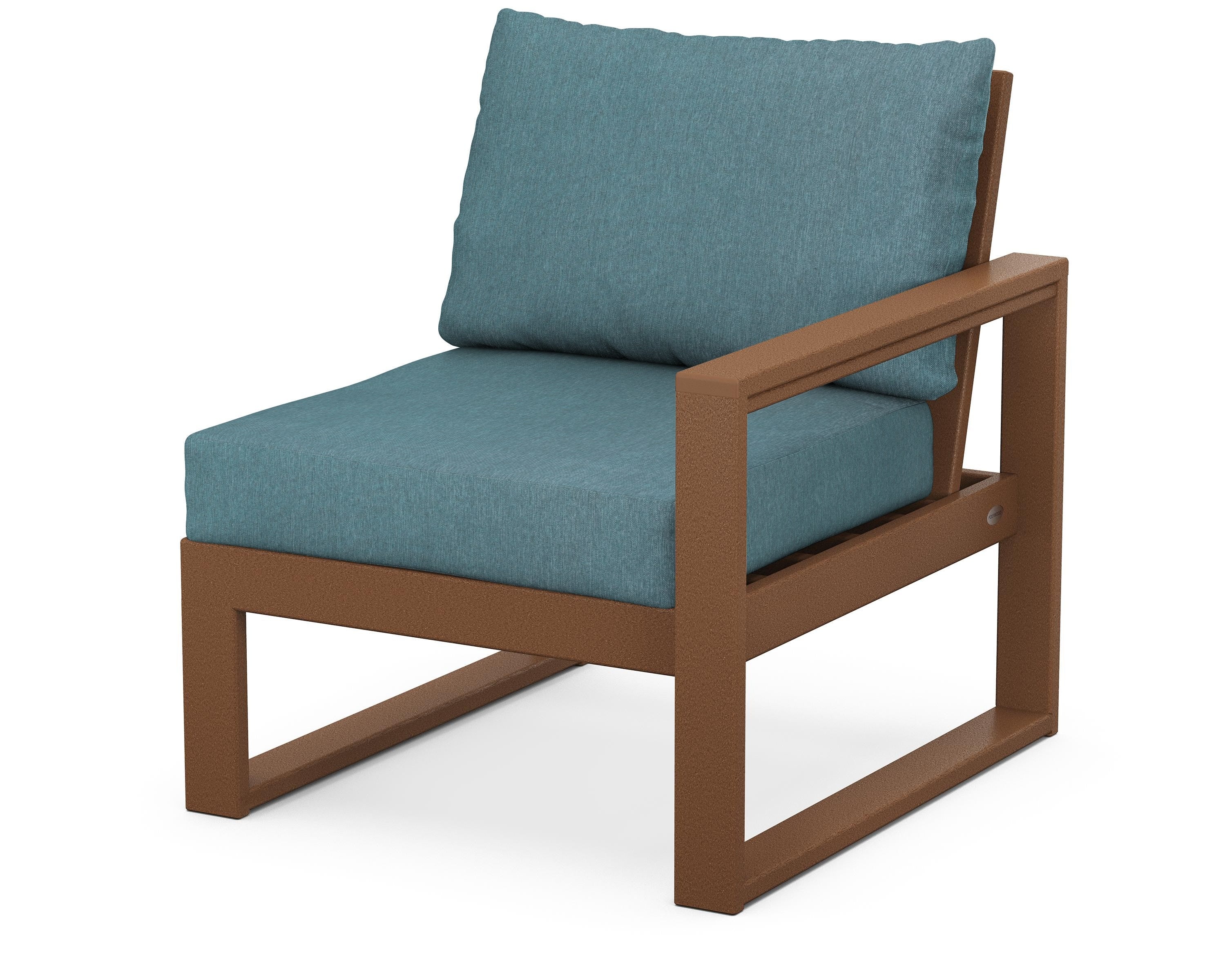 POLYWOOD® EDGE Modular Right Arm Chair in Teak / Ocean Teal