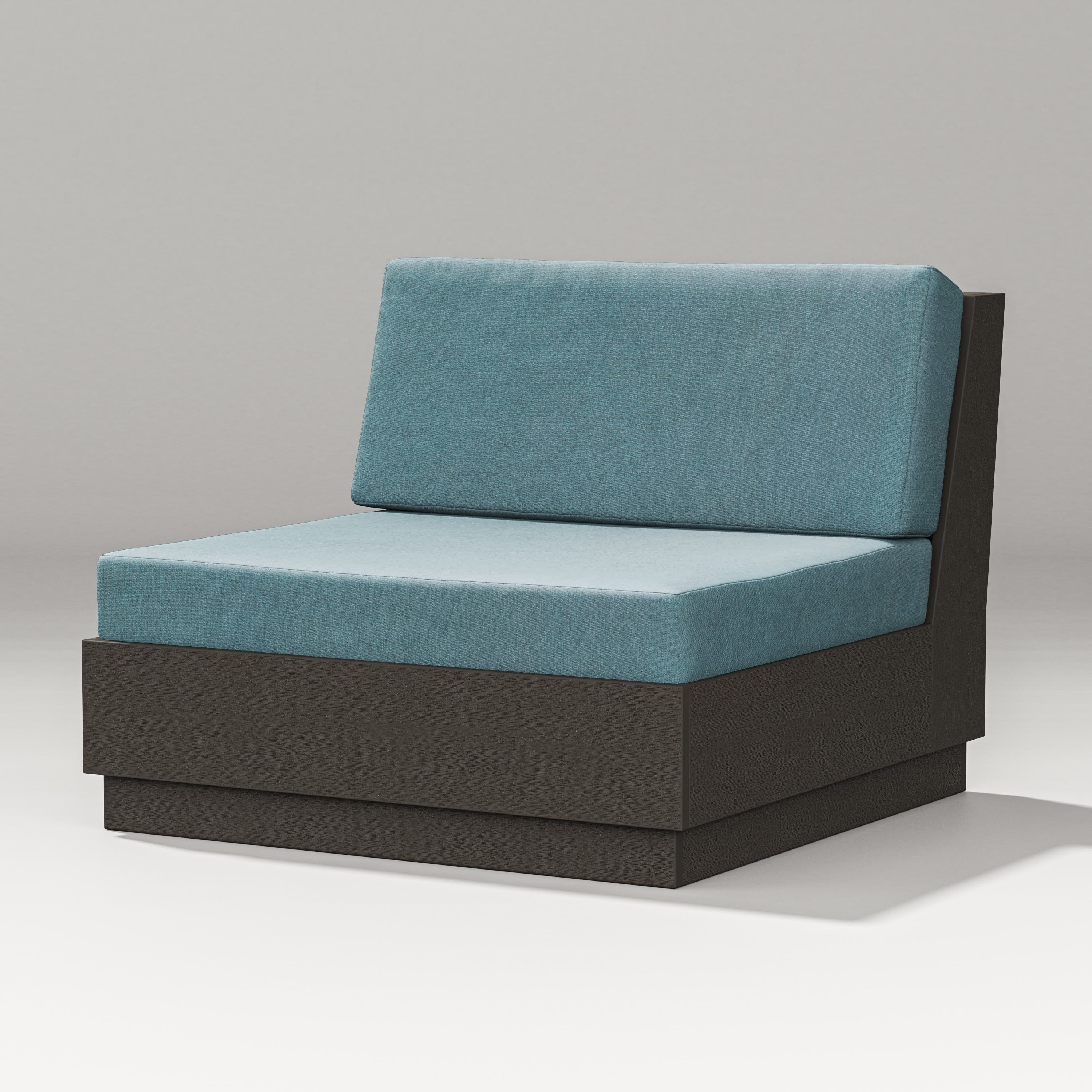 PW Designer Series Elevate Modular Armless Chair in Vintage Coffee / Ocean Teal