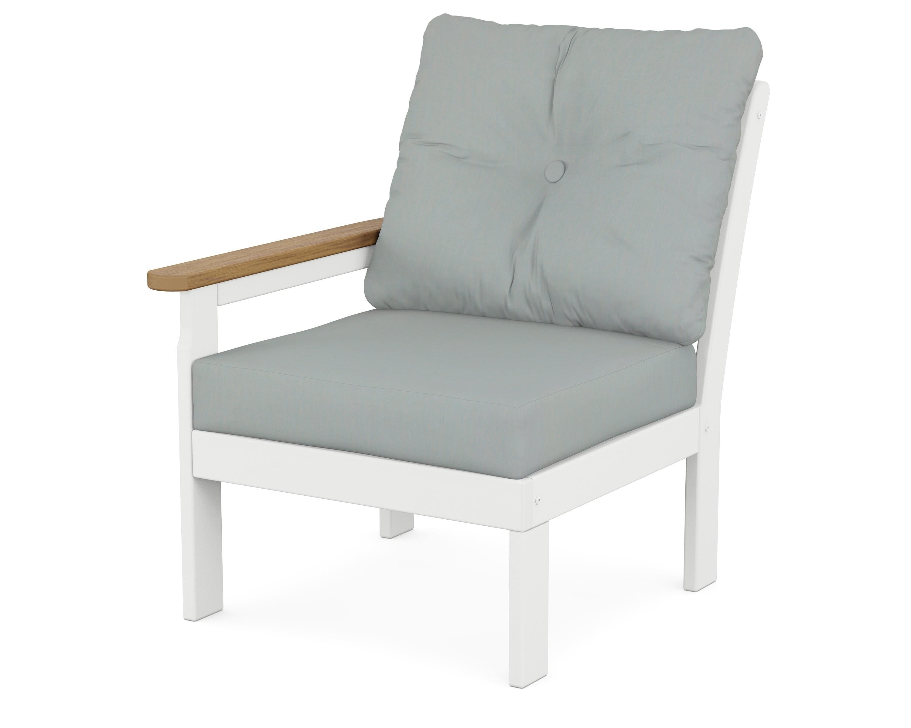 POLYWOOD® Vineyard Modular Left Arm Chair in White / Natural / Spa
