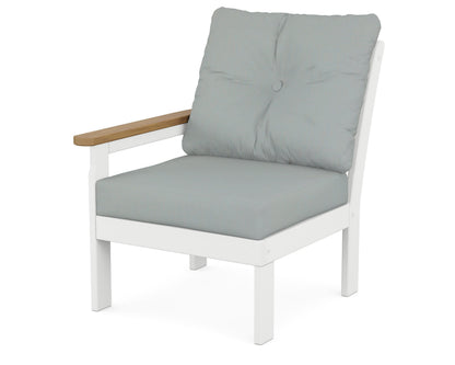 POLYWOOD® Vineyard Modular Left Arm Chair in White / Natural / Spa