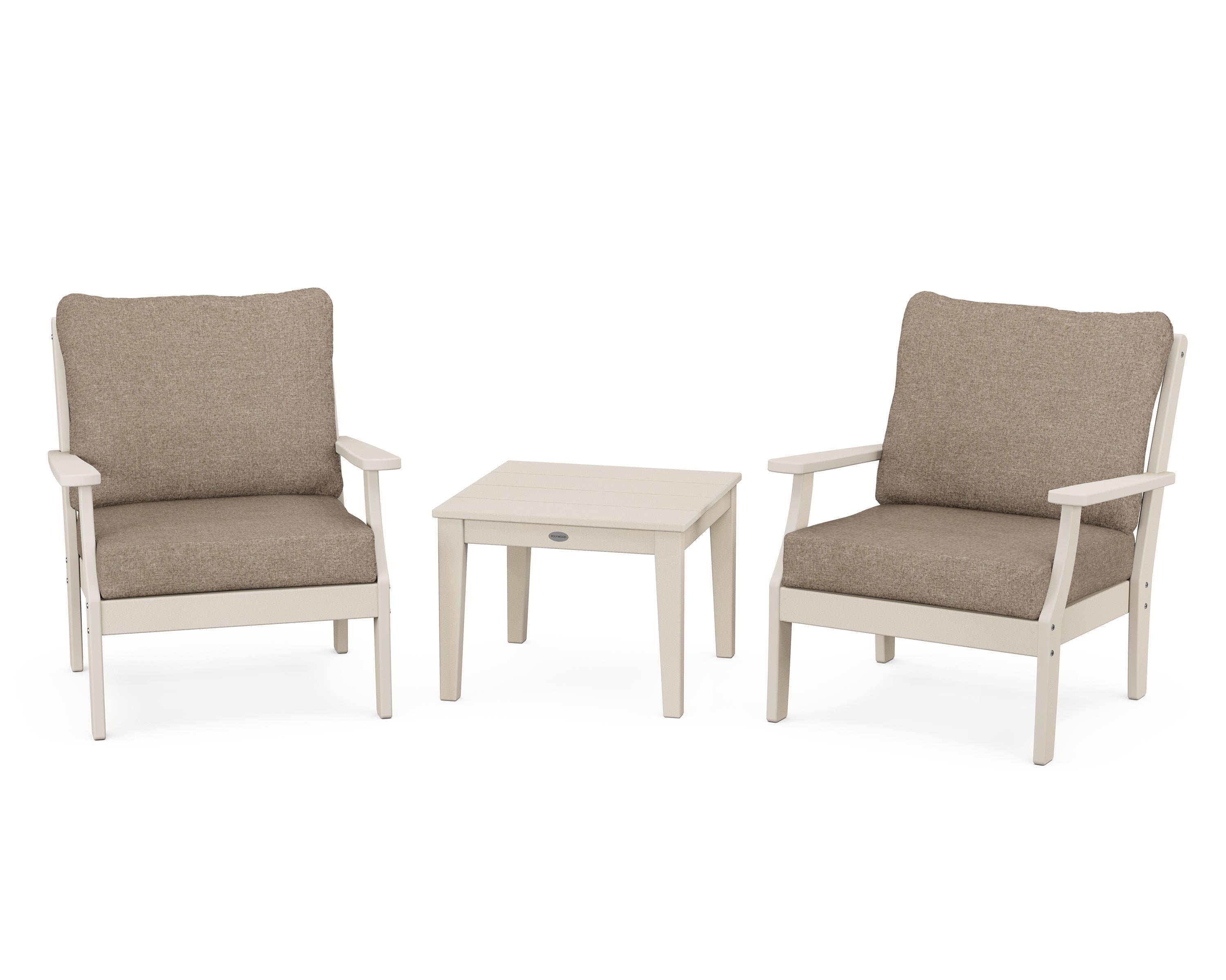 POLYWOOD® Braxton 3-Piece Deep Seating Set in Sand / Spiced Burlap