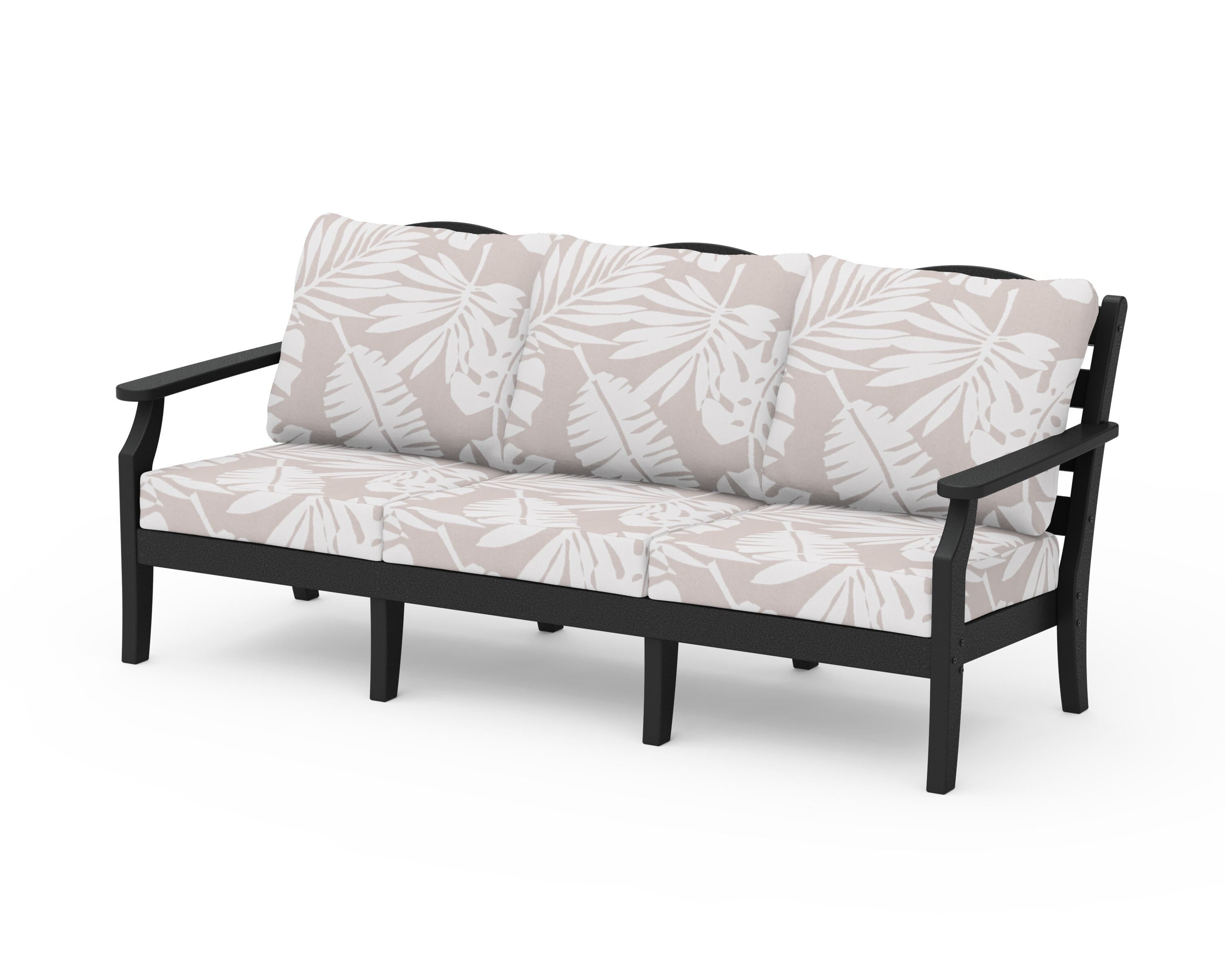 Draper James™ by  POLYWOOD® Savannah Deep Seating Sofa in Black / Leaf Dune Burlap