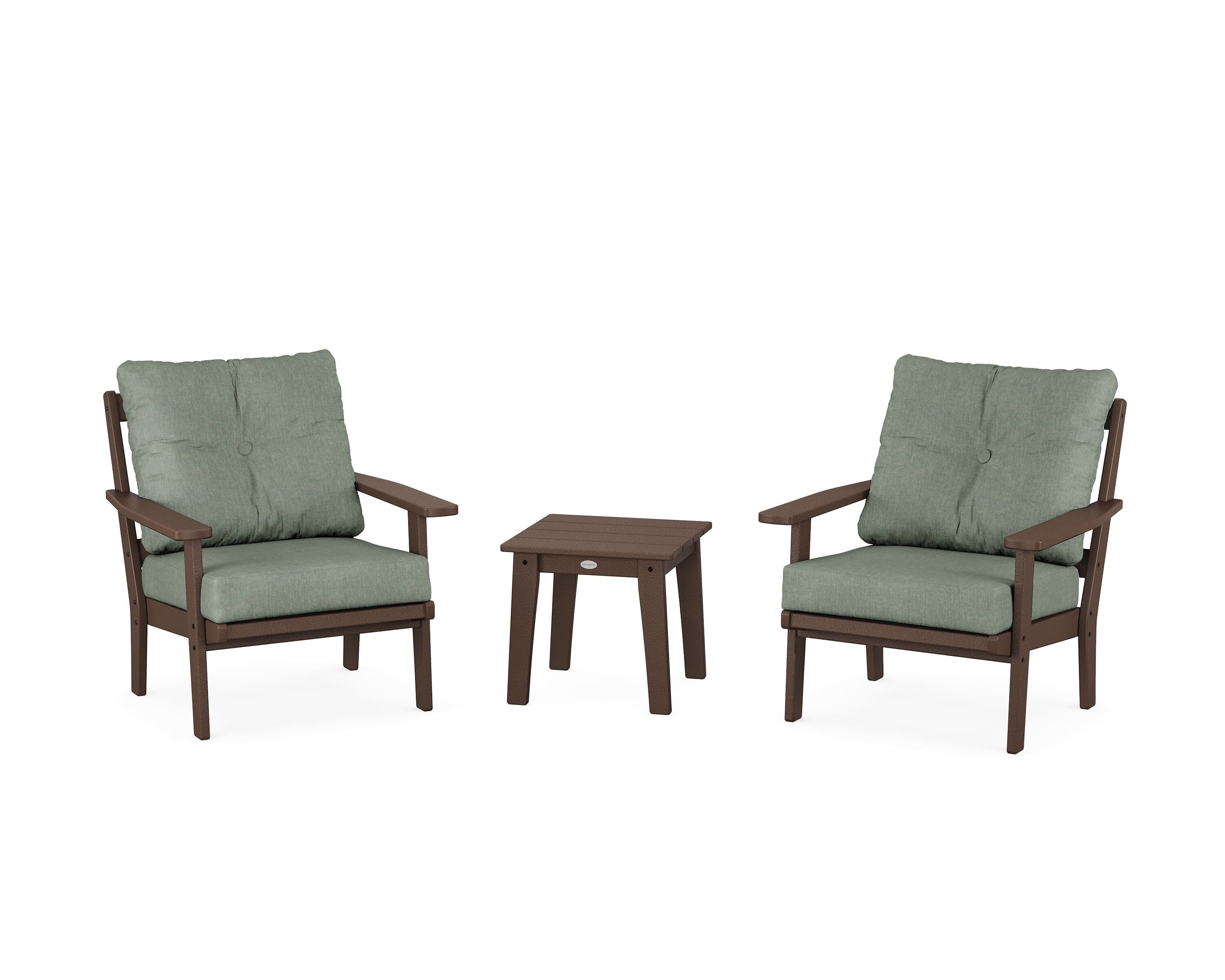 POLYWOOD® Oxford 3-Piece Deep Seating Set in Mahogany / Cast Sage