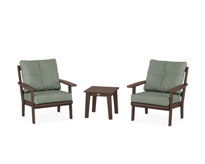 POLYWOOD® Oxford 3-Piece Deep Seating Set in Mahogany / Cast Sage