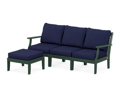 POLYWOOD® Braxton Modular 4-Piece Deep Seating Set with Ottoman in Green / Navy