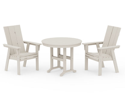 POLYWOOD® Modern Adirondack 3-Piece Round Dining Set in Sand