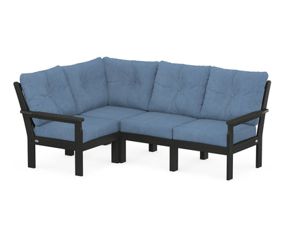 POLYWOOD® Vineyard 4-Piece Sectional in Black / Sky Blue