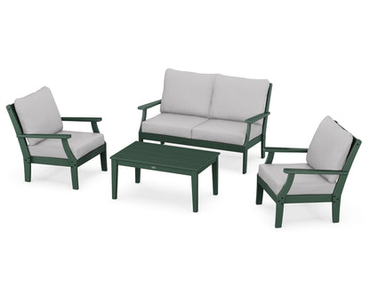 POLYWOOD® Braxton 4-Piece Deep Seating Chair Set in Green / Granite