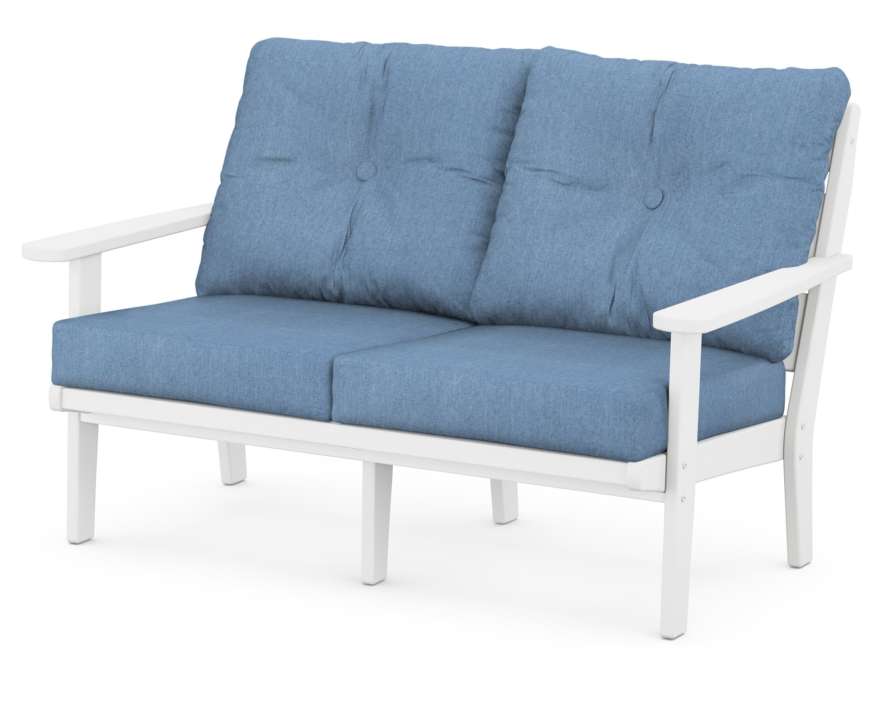 POLYWOOD® Lakeside Deep Seating Loveseat in White / Sky Blue