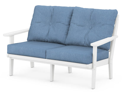 POLYWOOD® Lakeside Deep Seating Loveseat in White / Sky Blue