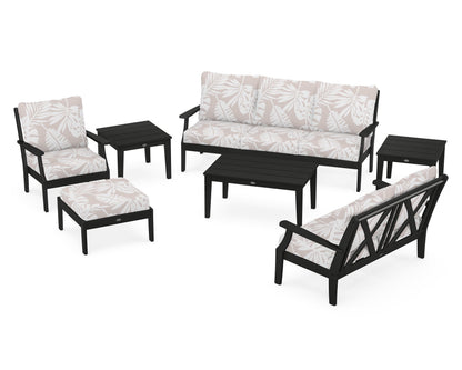 POLYWOOD® Braxton 7-Piece Deep Seating Set in Black / Leaf Dune Burlap