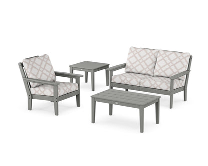 Country Living Wovendale 4-Piece Deep Seating Set in Slate Grey / Trellis Dune Burlap