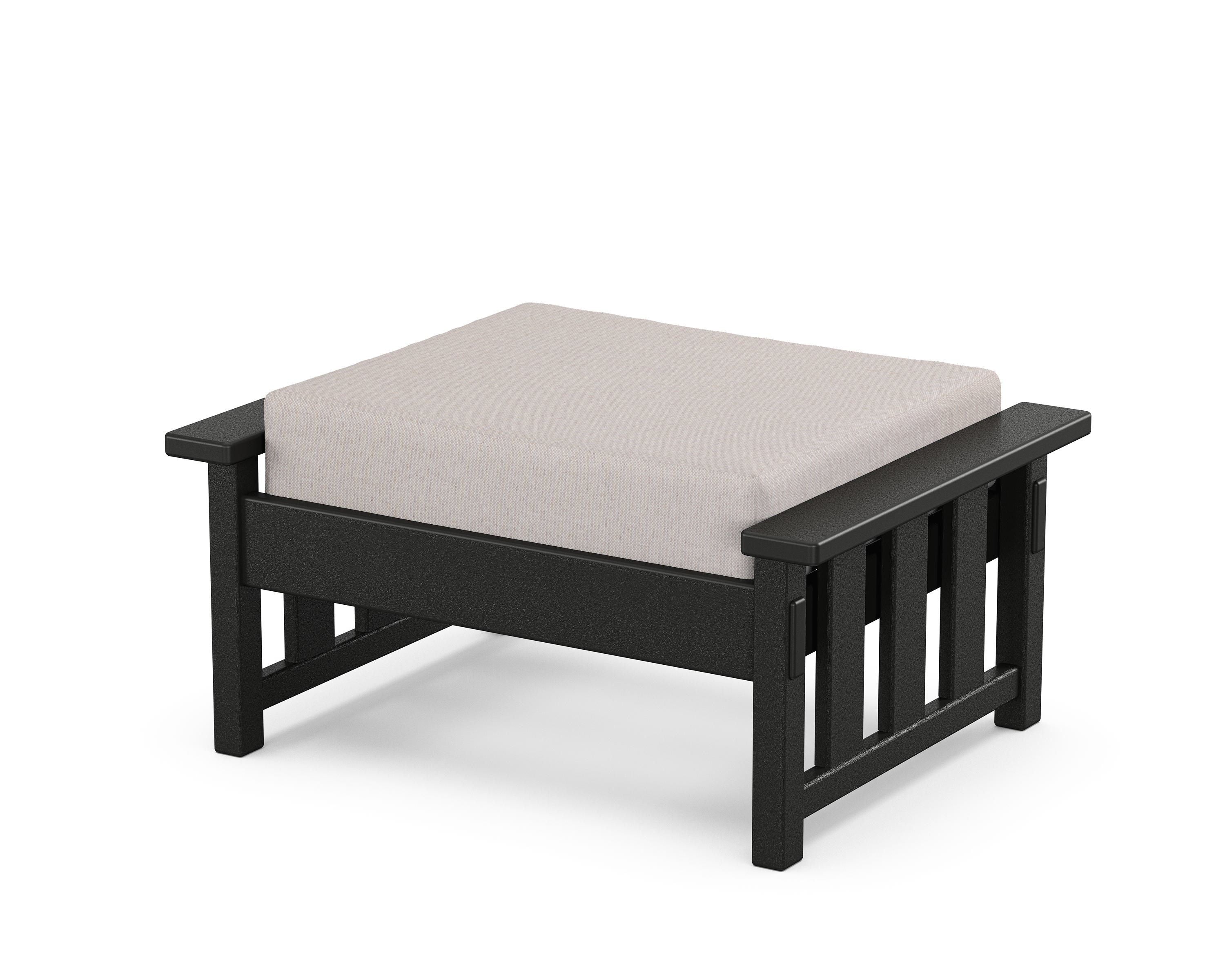 Martha Stewart by POLYWOOD® Acadia Deep Seating Ottoman in Black / Dune Burlap