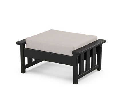 Martha Stewart by POLYWOOD® Acadia Deep Seating Ottoman in Black / Dune Burlap