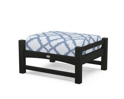 POLYWOOD® Club Ottoman in Black / Trellis Sky Blue