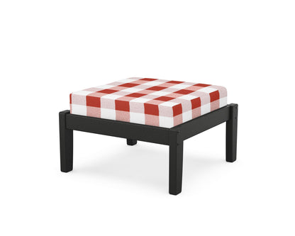 Unbranded Deep Seating Ottoman in Black / Buffalo Plaid Crimson