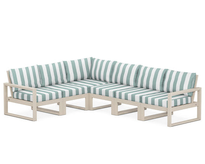 POLYWOOD® EDGE 6-Piece Modular Deep Seating Set in Sand / Cabana Stripe Glacier Spa