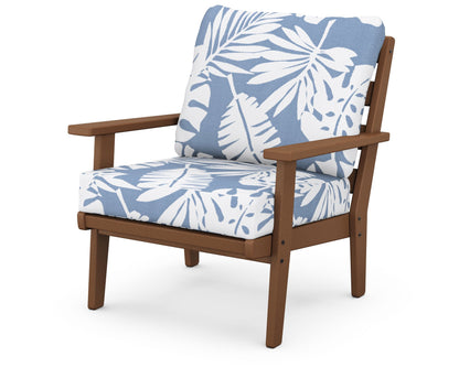 POLYWOOD® Grant Park Deep Seating Chair in Teak / Leaf Sky Blue