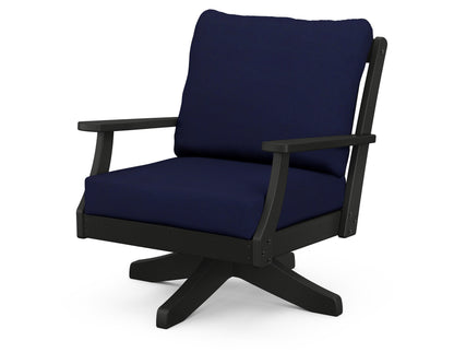 POLYWOOD® Braxton Deep Seating Swivel Chair in Black / Navy