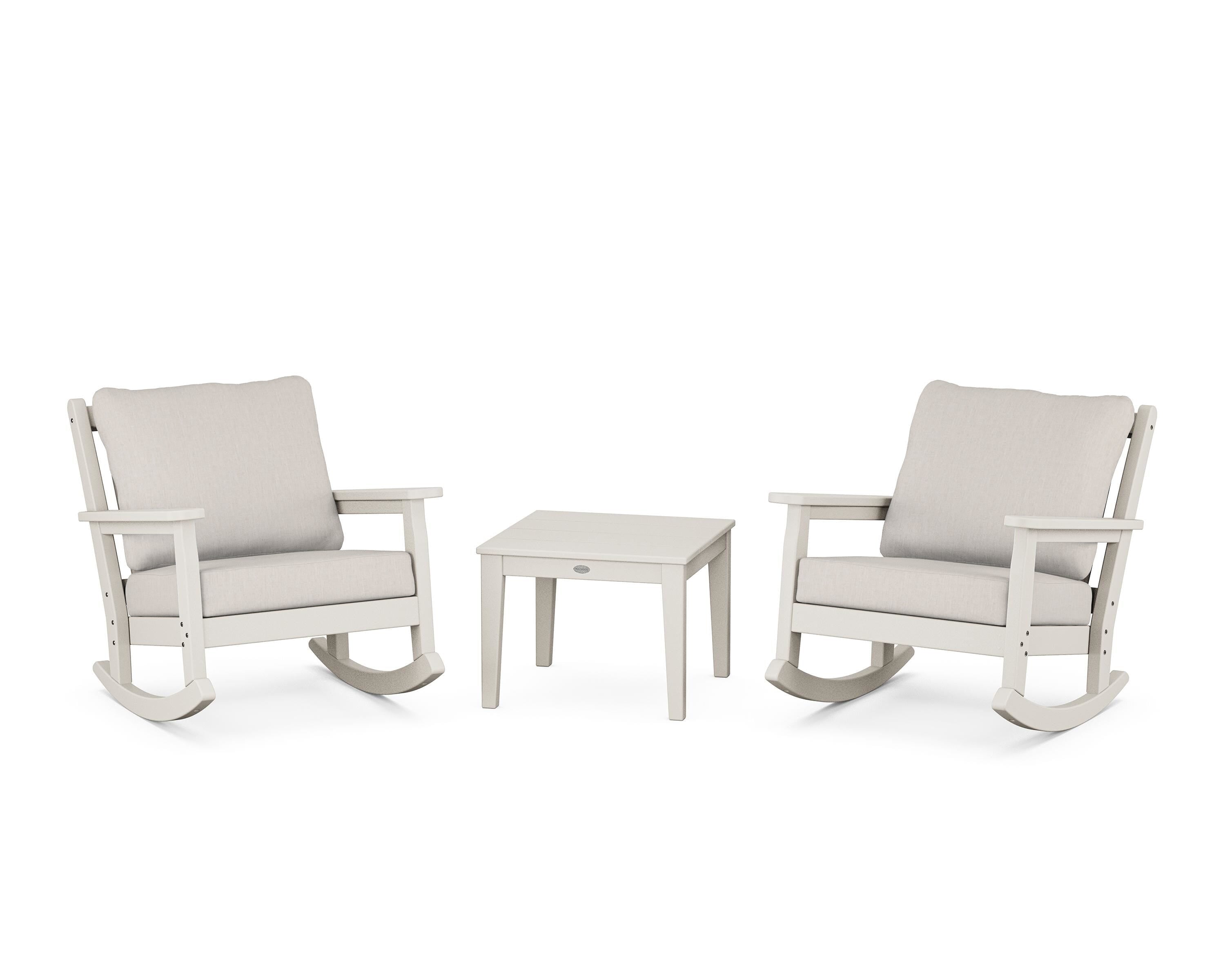 POLYWOOD® Chippendale 3-Piece Deep Seating Rocker Set in Sand / Cast Ash