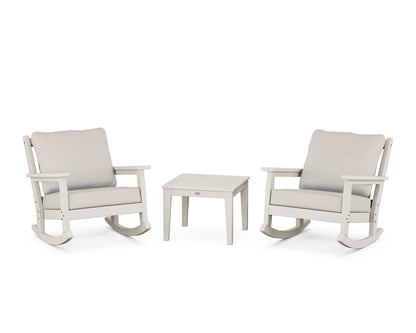 POLYWOOD® Chippendale 3-Piece Deep Seating Rocker Set in Sand / Cast Ash