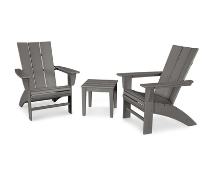 POLYWOOD® Modern 3-Piece Curveback  Adirondack Set in Slate Grey