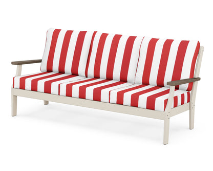 POLYWOOD® Braxton Deep Seating Sofa in Sand / Kona / Cabana Stripe Crimson