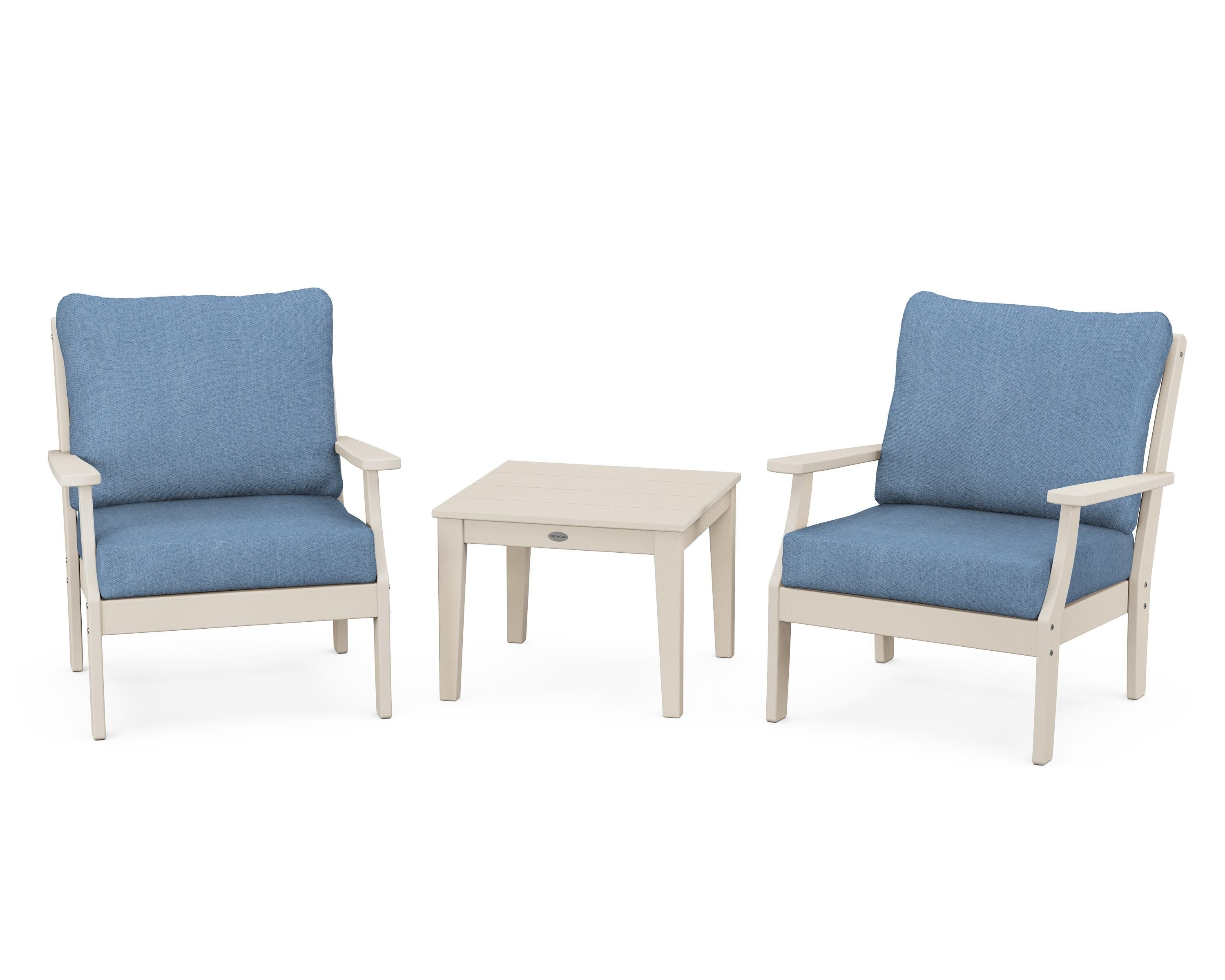 POLYWOOD® Braxton 3-Piece Deep Seating Set in Sand / Sky Blue