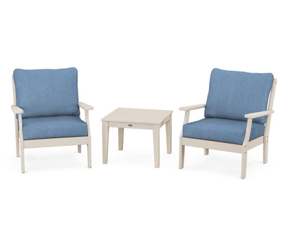POLYWOOD® Braxton 3-Piece Deep Seating Set in Sand / Sky Blue