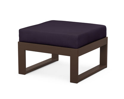 Unbranded Modular Ottoman - Modern in Mahogany / Navy Linen