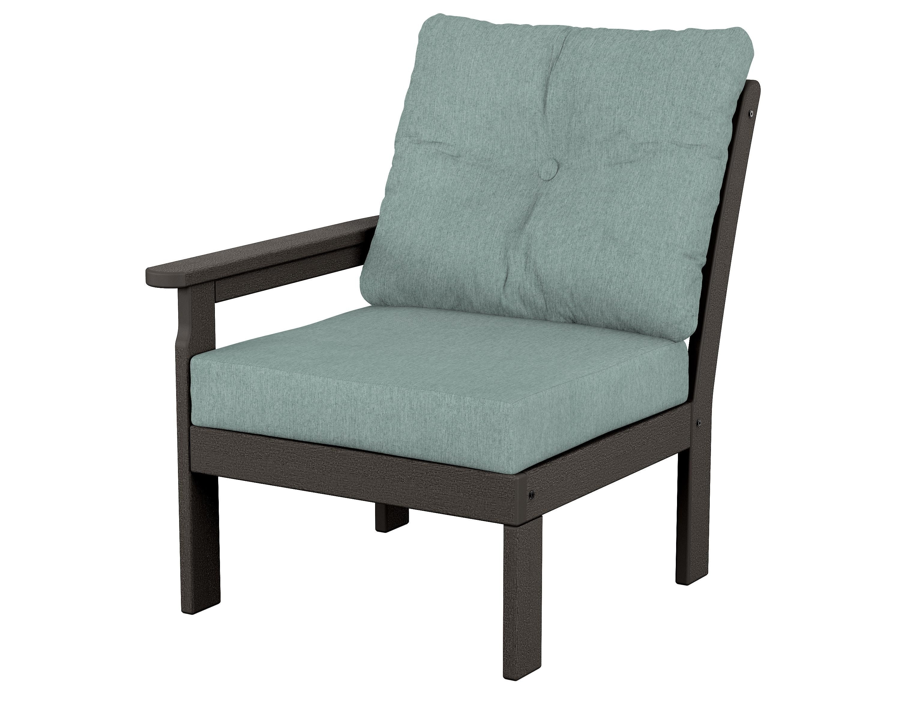 POLYWOOD® Vineyard Modular Left Arm Chair in Vintage Coffee / Glacier Spa
