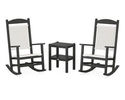 POLYWOOD® Presidential Woven Rocker 3-Piece Set in Black / White Loom