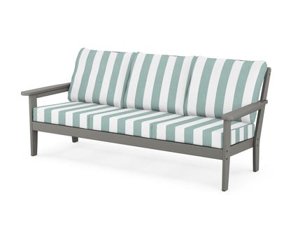 Country Living Cottage Deep Seating Sofa in Slate Grey / Cabana Stripe Glacier Spa