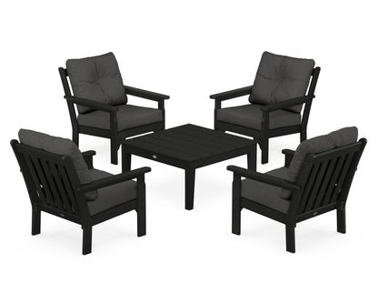 POLYWOOD® Vineyard 5-Piece Deep Seating Conversation Set in Black / Spectrum Carbon