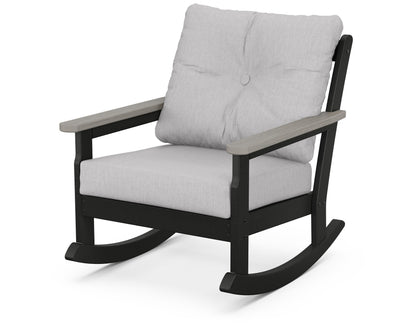 POLYWOOD® Vineyard Deep Seating Rocking Chair in Black / Driftwood / Granite