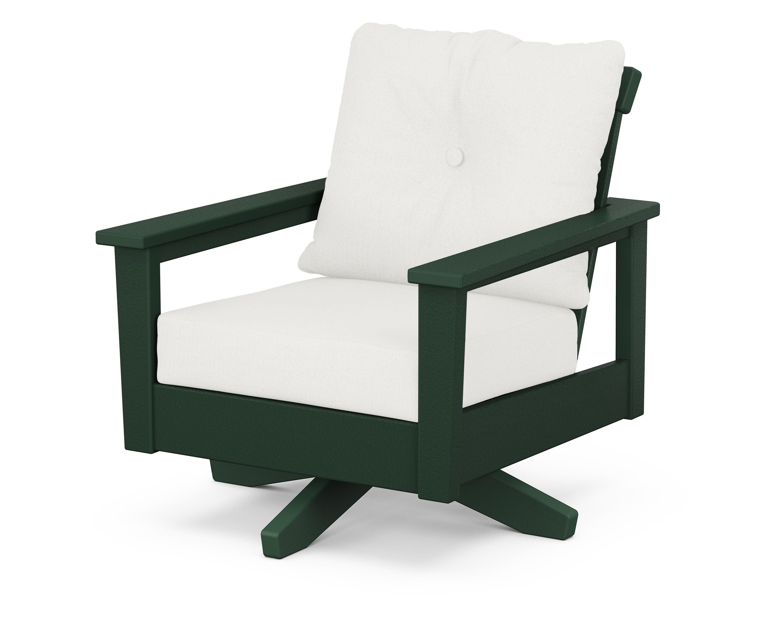 POLYWOOD® Prescott Deep Seating Swivel Chair in Green / Natural Linen