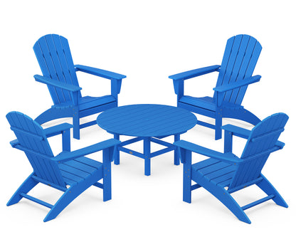 POLYWOOD® Nautical 5-Piece Adirondack Chair Conversation Set in Pacific Blue