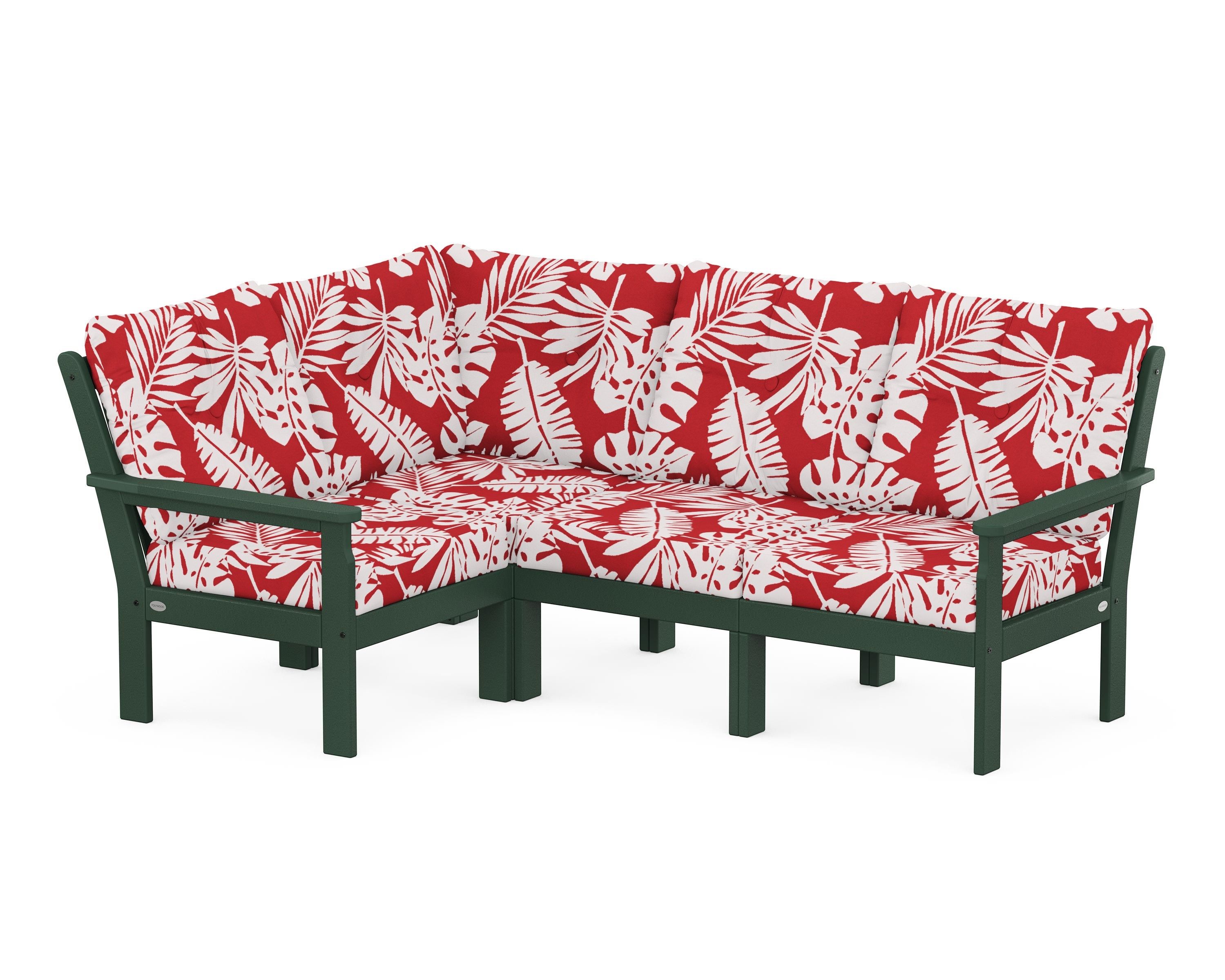 POLYWOOD® Vineyard 4-Piece Sectional in Green / Leaf Crimson