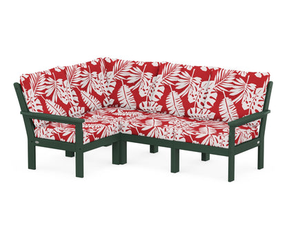 POLYWOOD® Vineyard 4-Piece Sectional in Green / Leaf Crimson
